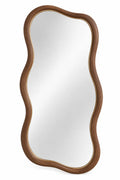Specchio da parete, cornice allungata ondulata, marrone